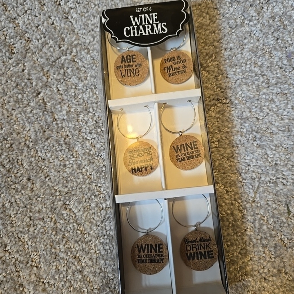 New T.J.Maxx Brown Wine Charms Set Of 6